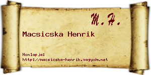 Macsicska Henrik névjegykártya