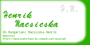 henrik macsicska business card